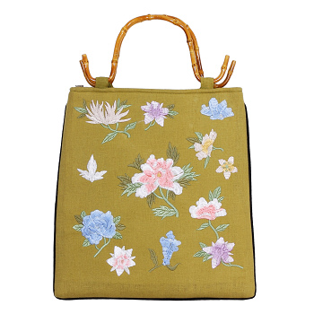 Tasche Leinen, Bambushenkel, Handtaschen, Asiatisch, 6595